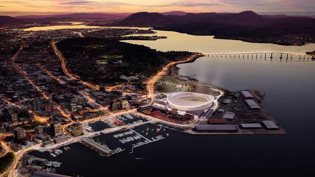 Designs of what Hobart's new AFL stadium at Macquarie Point could look like. Images supplied by AFL