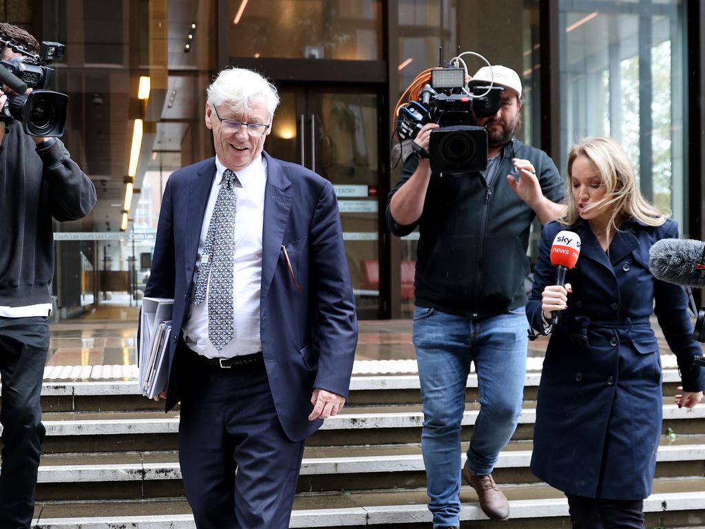 Outgoing Seven executive Bruce McWilliam outside Federal Court speaking with Sky News reporter Caroline Marcus. Picture: NCA NewsWire / Damian Shaw