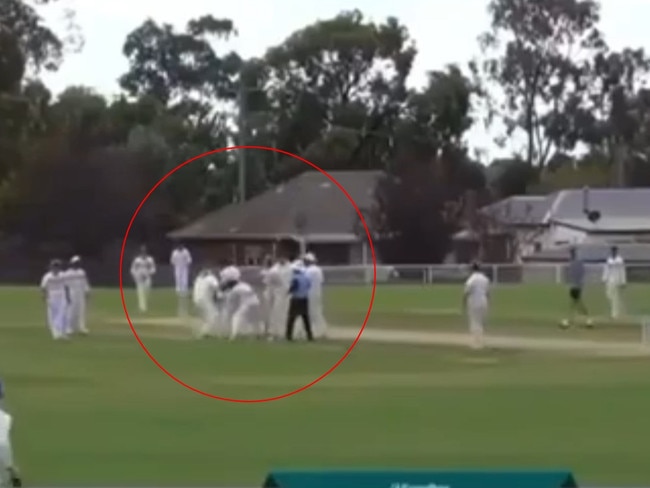 A fight breaks out in Victorian grade cricket.