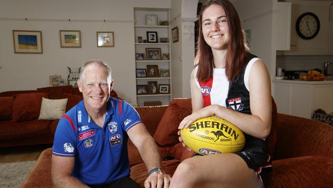 AFLW player Alice Burke, daughter of St Kilda great Nathan Burke, is among Haileybury’s notable alumni. Picture: David Geraghty