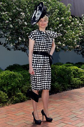 Caroline Heaney enters Myer Fashions on the Field. Picture: Ian Currie