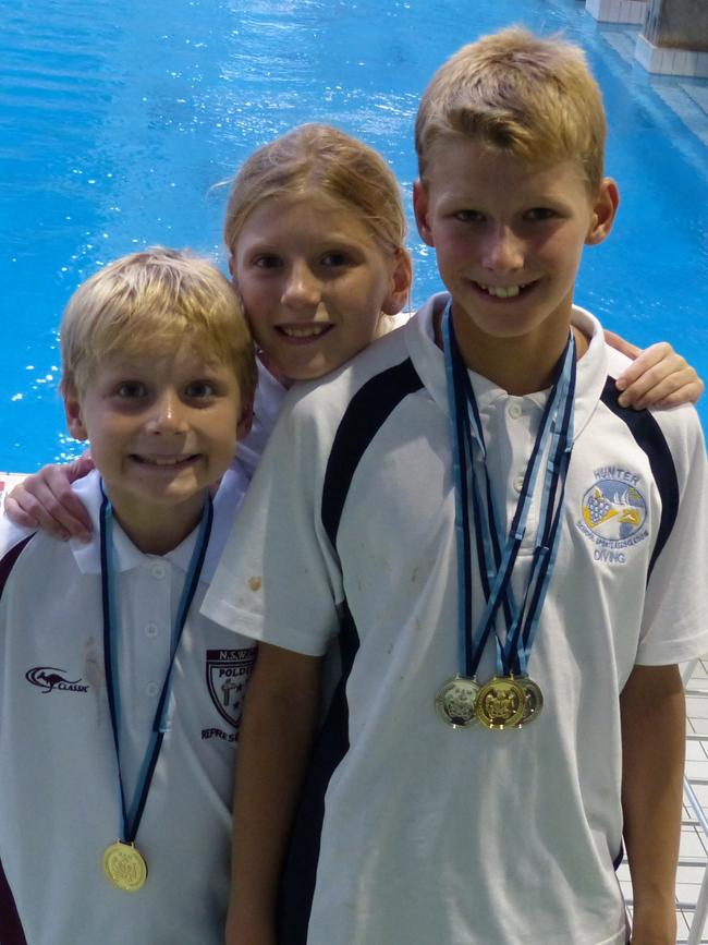 Max, Heidi and Sam Fricker at the PSSA State Diving Championships in 2013.