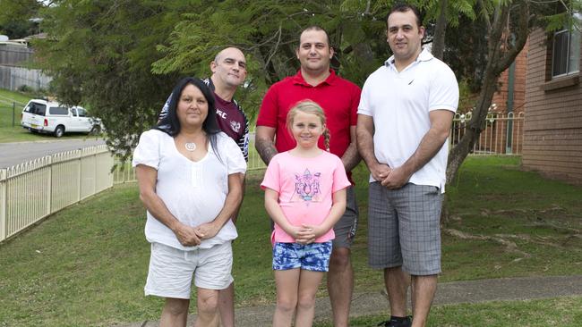 Proud Yorta Yorta Aunty Kay Bussell pictured with her sons Bill, Glen and Greg and her granddaughter Tiahni.