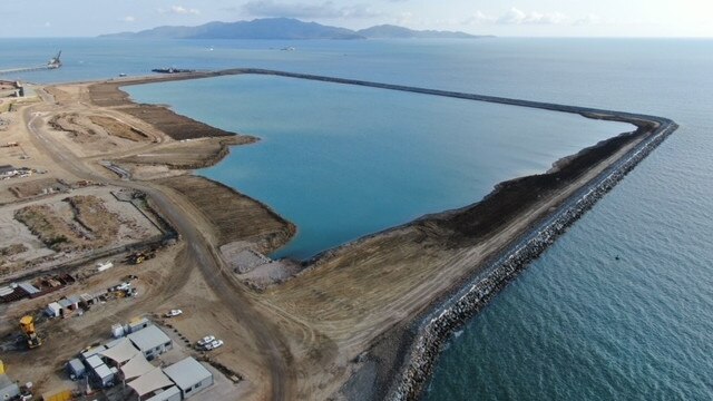 The 62-hectare reclamation area will allow future expansion, with room for up to six new berths. Picture: Port of Townsville.