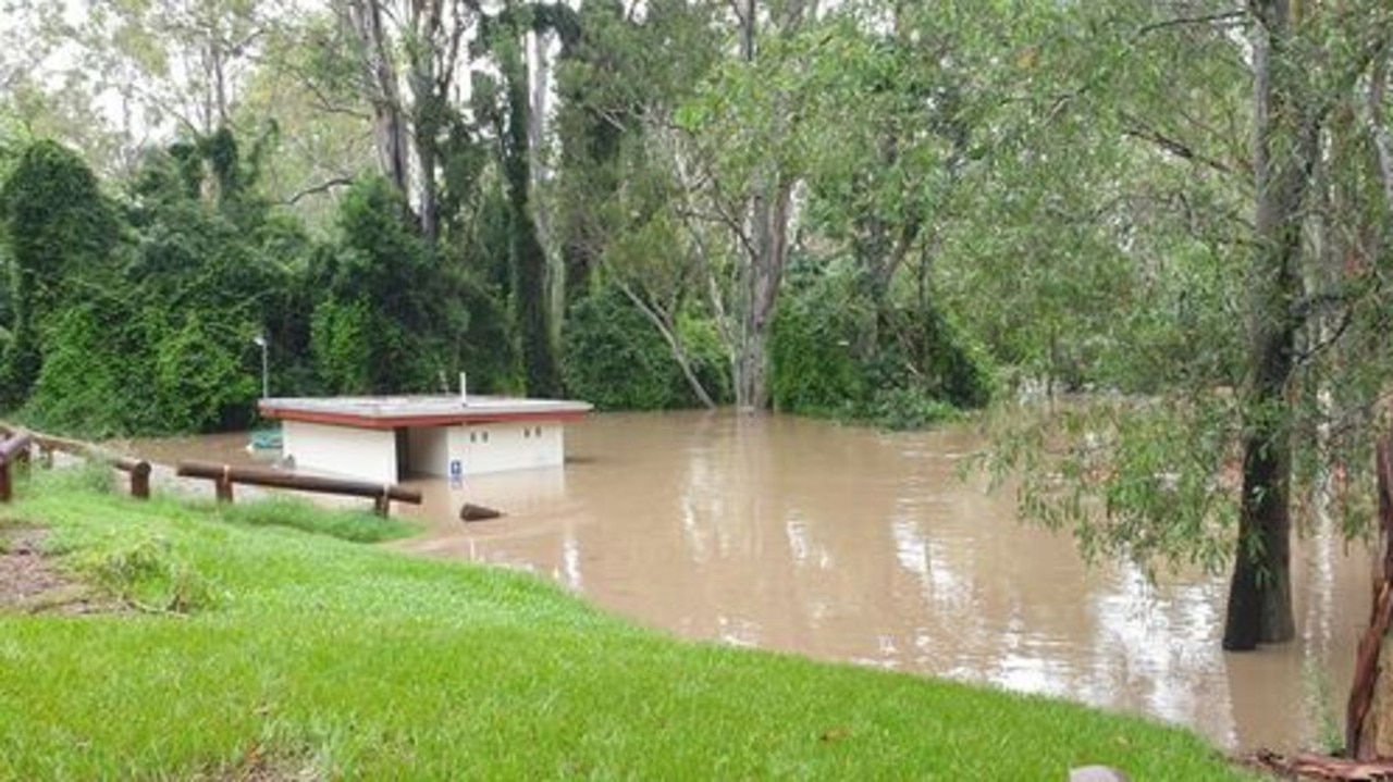 Mary River in flood at Petrie Park, Tiaro. Picture: Bronwyn Phillips.