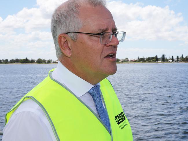 Scott Morrison tours the Port of Newcastle on Thursday. Picture: Peter Lorimer.