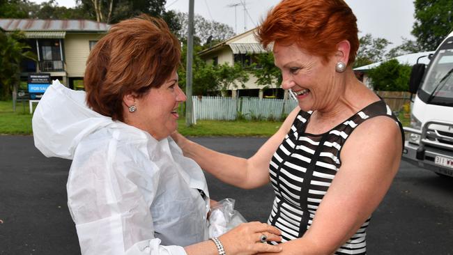 ‘We’re all battlers out here’: Maverick Labor MP Jo-Ann Miller meets One Nation leader Pauline Hanson in Bundamba yesterday. Picture: AAP