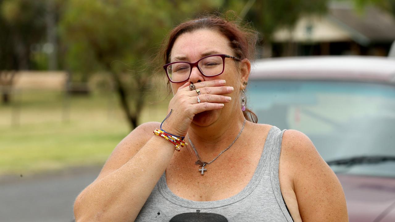 Tara resident Chaseley Gibbons came to the police station to pay her respects to the two officers on Tuesday. Picture: David Clark / NCA NewsWire