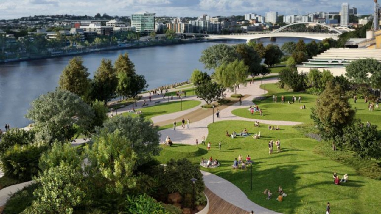 Artist's impression of the proposed 5400 sqm public riverfront park.