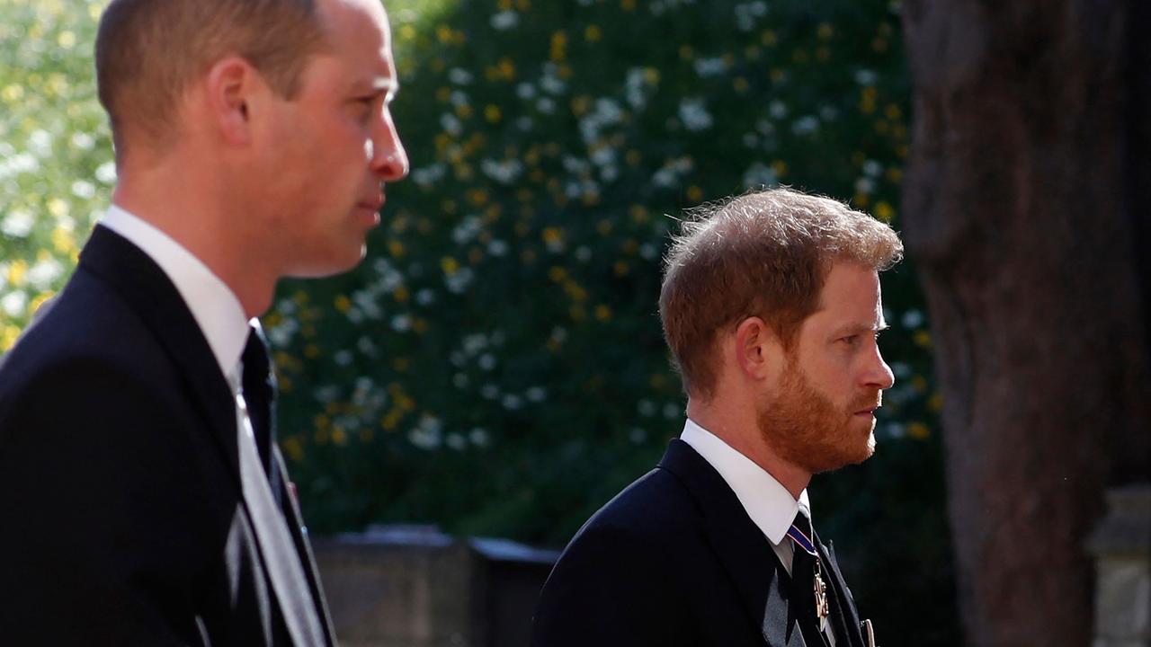 Princes William and Harry met up for their grandfather Prince Philip’s funeral in April 2021. Picture: Alastair Grant/various sources/AFP