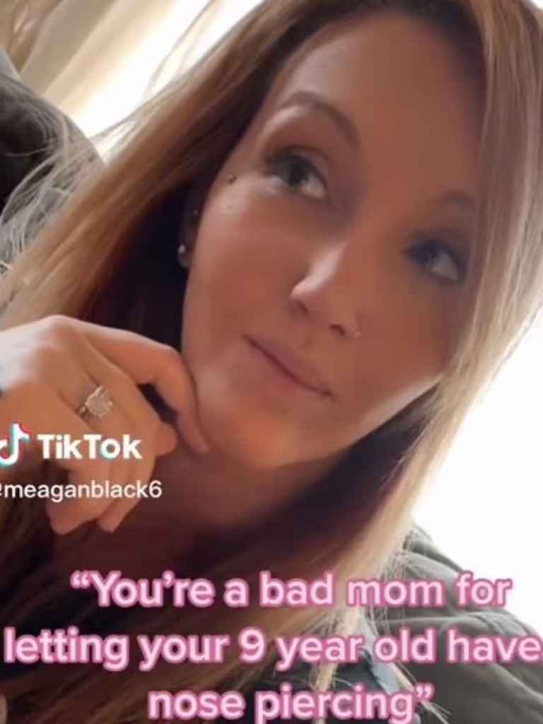 The clip sparked backlash, with some labelling the 28-year-old a “bad mum”. Picture: TikTok/@megz_nichole217