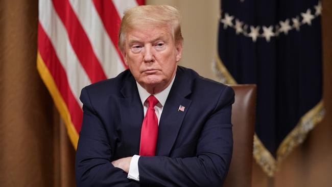 US President Donald Trump takes part in a meeting with industry executives on the coronavirus. Picture: Mandel Ngan/AFP