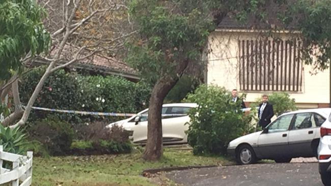 Police investigating the crime scene today. Picture: TNV