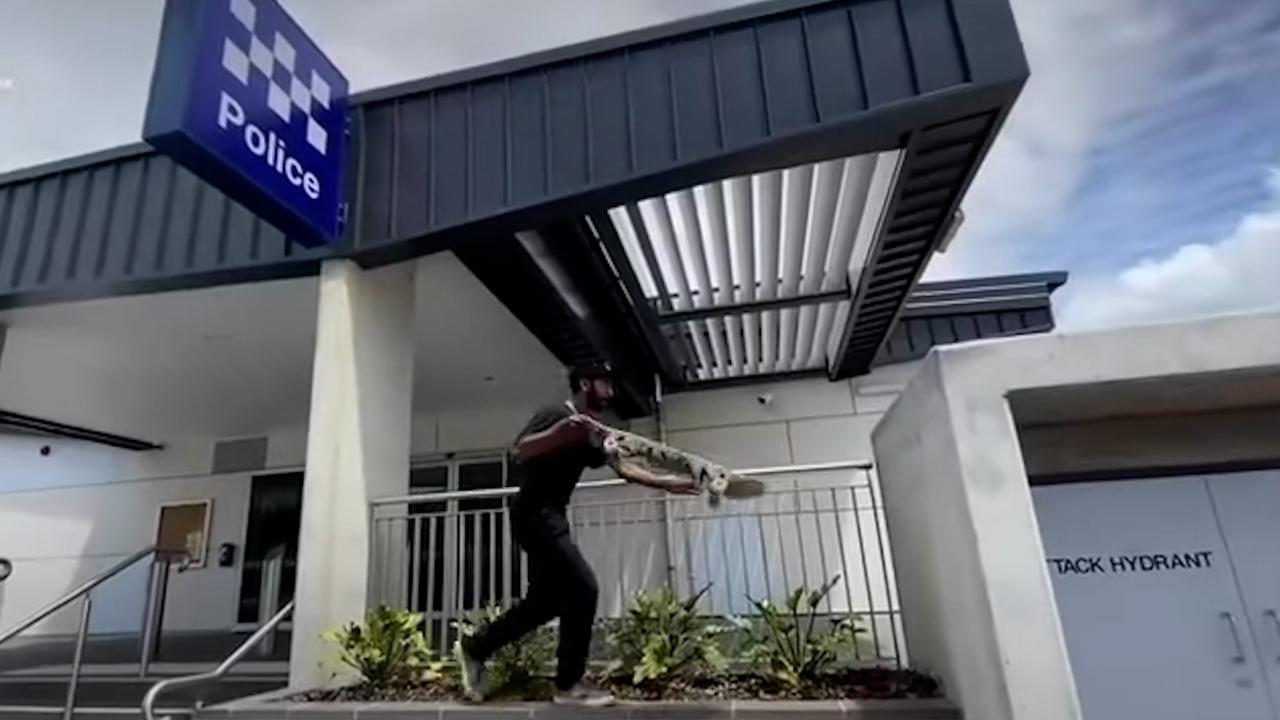 Video of skateboarding stunts at Nambour Police Station, Sunshine Coast. Picture – Instagram.