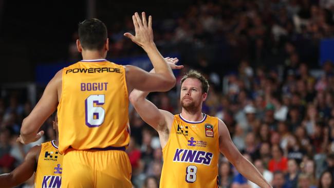 BRISBANE, AUSTRALIA - NOVEMBER 08: Brad Newley of the Kings celebrates during the round six NBL match between the Brisbane Bullets and the Sydney Kings at Nissan Arena on November 08, 2019 in Brisbane, Australia. (Photo by Chris Hyde/Getty Images)