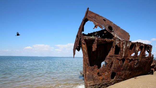 Part of the Gayundah wreck has collapsed it is believed to be because people were climbing on the wreck. Picture: Chris Higgins