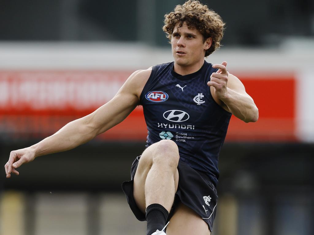 Charlie Curnow continues to build into pre-season. Picture: Michael Klein