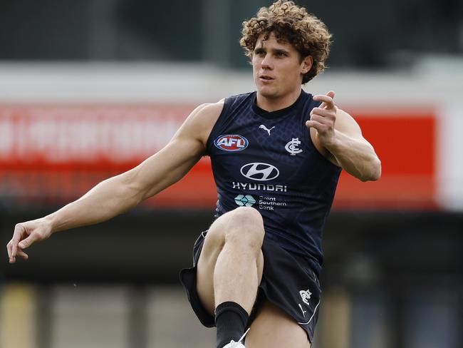 Charlie Curnow continues to build into pre-season. Picture: Michael Klein