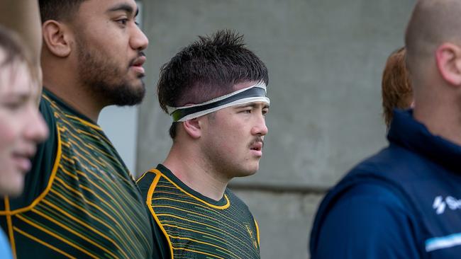 Australian Schools Rugby Championships action from a gripping opener between Queensland II and Combined States. Picture: Rachel Wright.