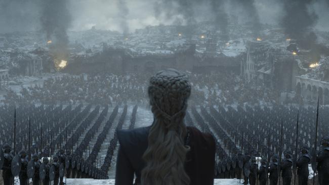 Daenerys Targaryen looks over the ruined city of King's Landing. Picture: HBO