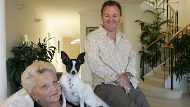 Peter Foster and his mother, Louise Foster-Poletti, at their home on the Gold Coast in 2005. Picture: David Kelly