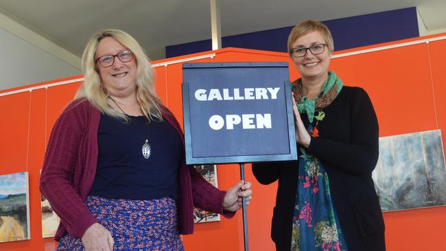 Karina Devine and Loretta Grayson  can't contain after three months of the Warwick Art Gallery closure.