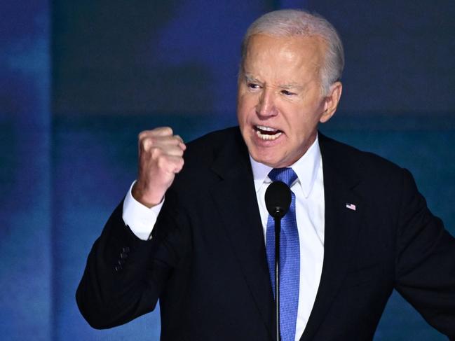 US President Joe Biden delivers the keynote address on the first day of the Democratic National Convention (DNC) at the United Center in Chicago, Illinois, on August 19, 2024. Vice President Kamala Harris will formally accept the partyâs nomination for president at the DNC which runs from August 19-22 in Chicago. (Photo by Mandel NGAN / AFP)