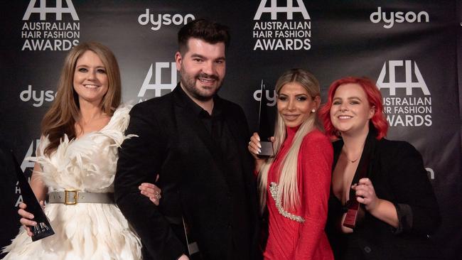 Sarah Laidlaw – Session Stylist of the Year, Richi Grisillo – NSW Hairdresser of the Year, Eliza Andrews – Apprentice Hairdresser of the Year, Mary Alamine – Transformation Hairdresser of the Year.