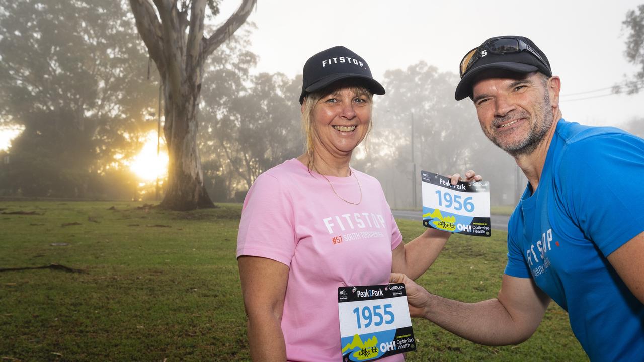 Kay and Brad Timmins of team Fitstop Toowoomba South get ready for Peak2Park, Sunday, March 3, 2024. Picture: Kevin Farmer