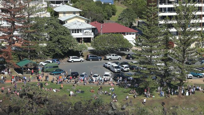 A crowd on Burleigh Headland. Picture: Glenn Hampson