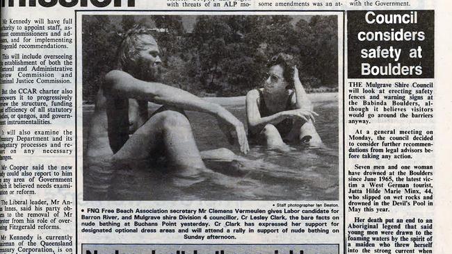 The Cairns Post from September 27, 1989 features a story about nudists at Buchans Point – an issue that still rears its head 30 years later. PICTURE: CAIRNS POST