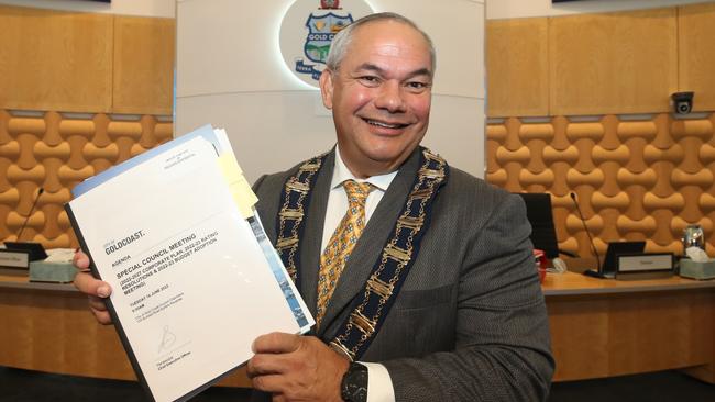 Mayor Tom Tate with the new budget. Picture Glenn Hampson