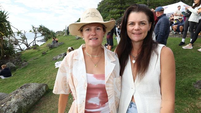Angie Murphy and April Murphy at the Surf of Origin at Burleigh Beach. Picture: Annette Dew