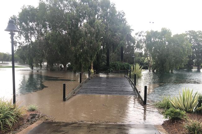 Flooding at Carrara. Picture: Glenn Hampson