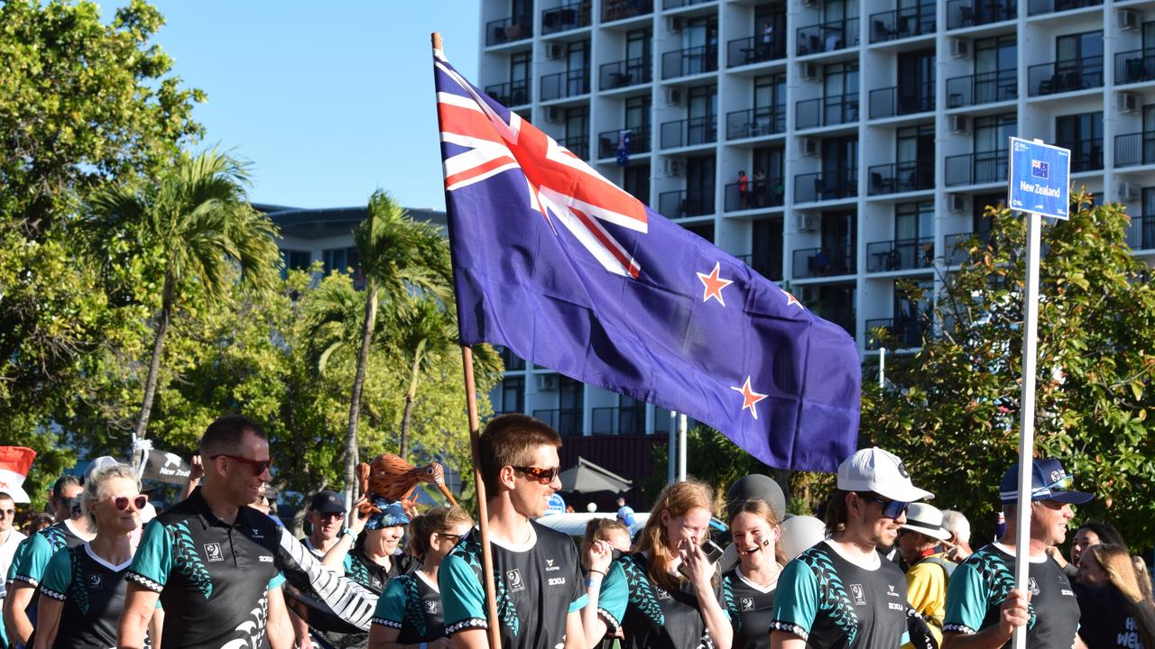 Parade of Nations at The Strand, Townsville for the 2024 World Triathlon Multisport Championships. Picture: Nikita McGuire