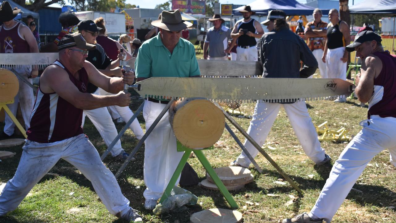 Woodchopping finals at Show Whitsunday on Saturday. Picture: Kirra Grimes