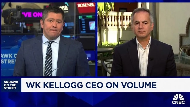 Kellogg's CEO Gary Pilnik suggestion of cereal for dinner to combat rising cost of living has been slammed online. Picture: CNBC