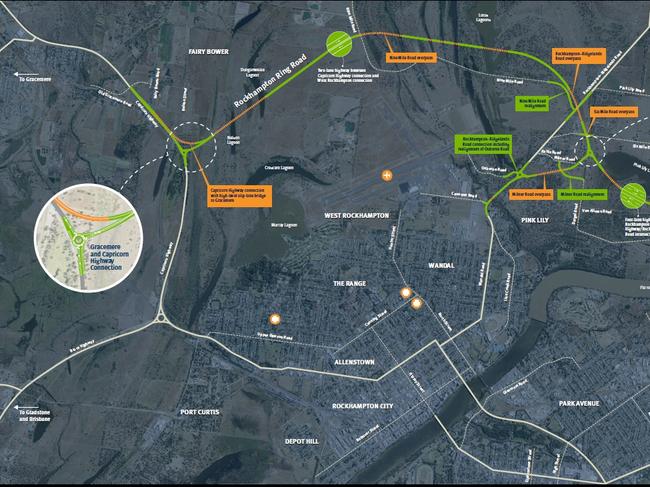 Rockhampton Ring Road map supplied by Department of transport and main Roads