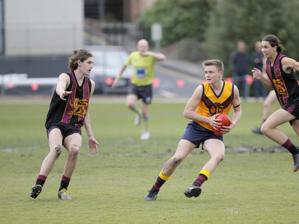 Hutchins 1st XVIII versus Scotch Oakburn in the Sports Association of Independent Schools Australian Rules grand final. Picture. PATRICK GEE