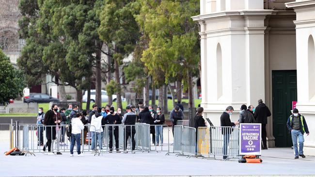 The Royal Exhibition Building in Carlton has been used as a vaccine clinic. Picture Rebecca Michael.