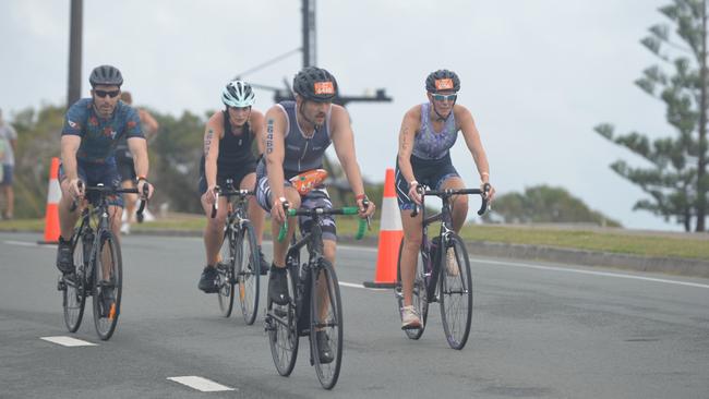 Action from the sprint event at the 2023 Mooloolaba Triathlon.