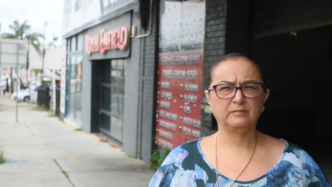 Parramatta Rd, Burwood, landowner Maria Marino outside the property about to be acquired by Sydney Metro west. Picture: Jake McCallum