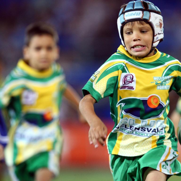 Jayden Campbell son of Titans Preston Campbell playing at half time