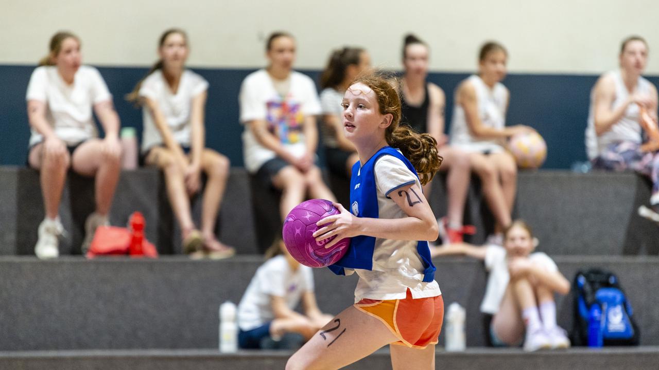 Greer Goodger during Toowoomba Netball Association junior representative trials at Clive Berghofer Arena, St Mary's College, Sunday, October 23, 2022. Picture: Kevin Farmer