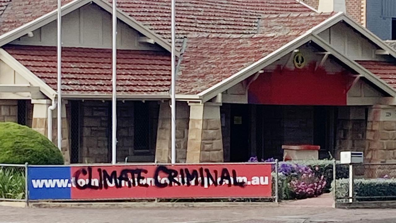 The electoral office of Tom Koutsantonis on Henley Beach Rd has been vandalised. Picture: Supplied