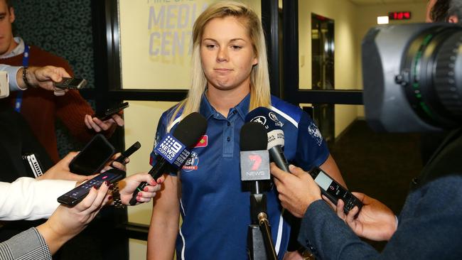 A shattered Katie Brennan after being found guilty at the tribunal. Picture: Andrew Tauber