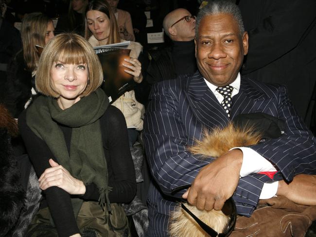 Anna Wintour with Andre Leon Talley at the Oscar de la Renta autumn 2007 collection show at Fashion Week in New York.