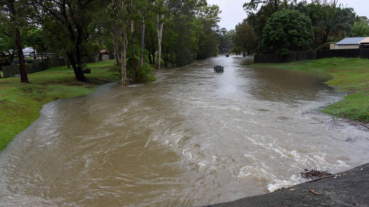 Flooding at Baratta St, Southport on the Gold Coast. Picture: Steve Holland