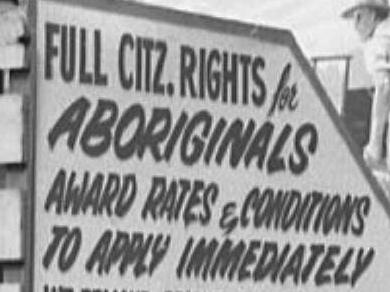 ##ALERT - COPYRIGHT FRYER LIBRARY UQ## Aboriginal Voting rights float during the 1967 May day procession - aboriginal indigenous demonstrations qld street march ABOR Referendum campaign