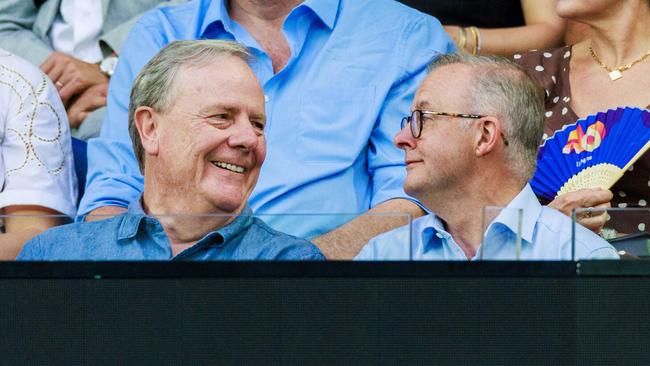 Mr Albanese at the Australian Open on January 28 with former treasurer of Peter Costello. Picture: Aaron Francis